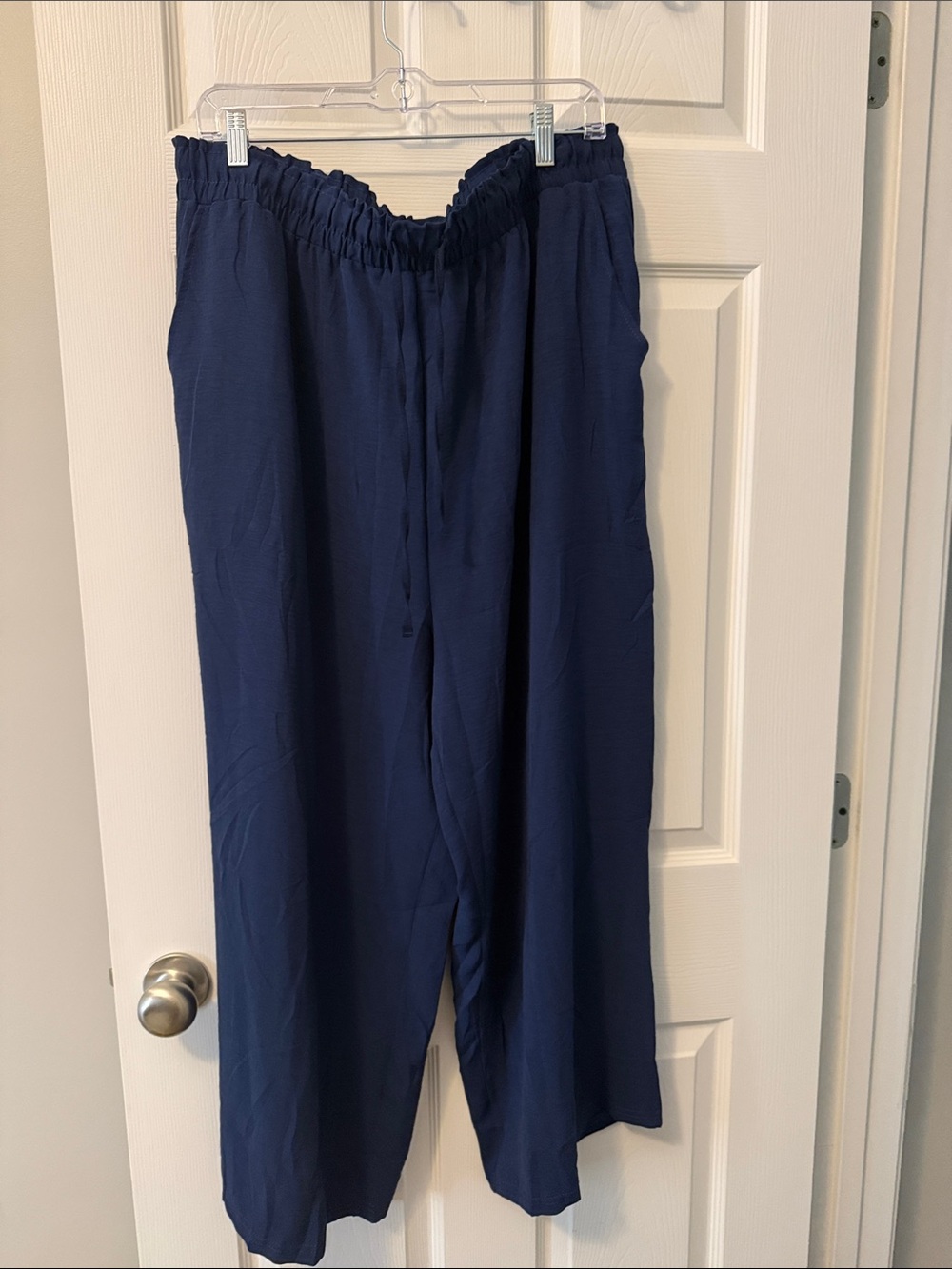 Women’s Navy Elastic-Waist Casual Pants